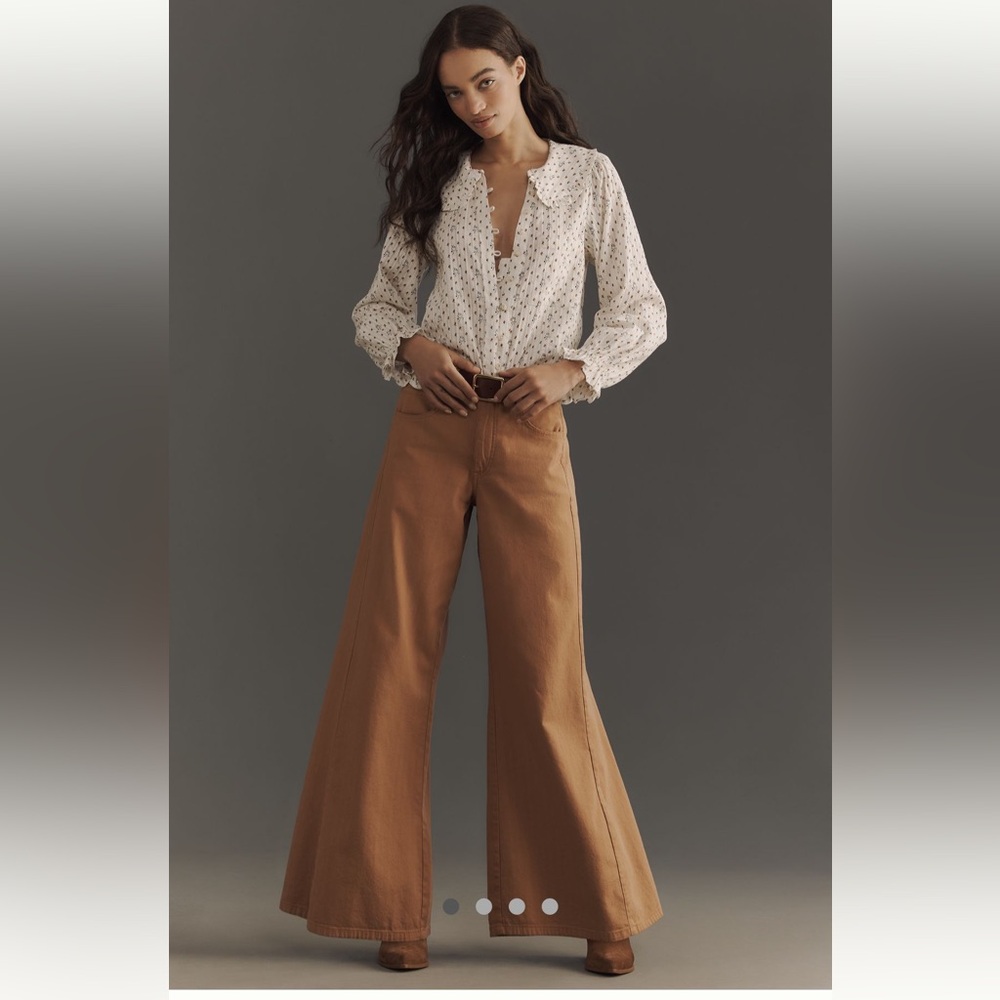 The Adi Mid-Rise Relaxed Flare Pants by Pilcro-Bronze-27-NWT